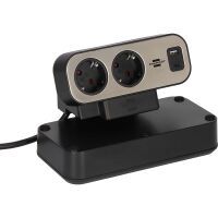 Brennenstuhl Estilo Duplex Steckdosenleiste mit Überspannungsschutz, 1x USB C, 1x USB A, 9x Steckdosen, silber/schwarz