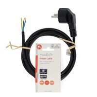 Nedis Stromkabel / Schutzkontaktstecker / Open / Abgewinkelt / Gerade / Vernickelt / 1.80 m / Rund / PVC / Schwarz / Label