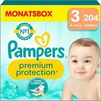 Pampers Premium Protection Größe 3, 204 Windeln, 6kg - 10kg