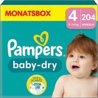 Pampers Baby-Dry Größe 4, 204 Windeln, 9kg - 14kg