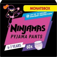 Ninjamas Nachthöschen / Höschenwindeln für Mädchen (17-30kg), 60 Pyjama Höschen, 4-7 Jahre, MONATSBOX, absorbierende Windelhöschen, Auslaufschutz für die ganze Nacht