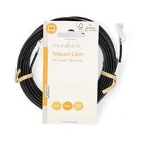 Nedis Telefonkabel / RJ11 Stecker / RJ45 Stecker / 5.00 m / Kabeldesign: Flach / Vergoldet / Kabeltyp: RJ11 / RJ45 / Schwarz / Label