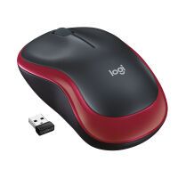 Logitech M 185 Cordless Notebook Mouse USB schwarz / rot Mäuse PC -kabellos-