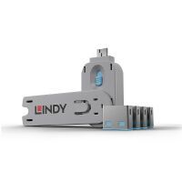 LINDY USB Portschlösser 4xBlau mit Schlüssel (40452)