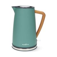Nedis Wasserkocher / 1.7 l / Soft-Touch / Grün / Um 360 Grad drehbar / Verdecktes Heizelement / Strix® Controller / Boil-dry protection
