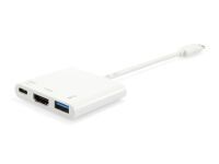 Equip USB Type C to HDMI Female/USB A Female/PD Adapter - USB 3.2 Gen 1 (3.1 Gen 1) Type-C - HDMI,USB 3.2 Gen 1 (3.1 Gen 1) Type-A,USB 3.2 Gen 1 (3.1 Gen 1) Type-C - 4096 x 2160 pixels - White - Plastic - 0.15 m