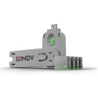 LINDY USB Portschlösser 4xGrün mit Schlüssel (40451)