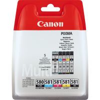 Canon PGI-580BK/CLI-581 BK/C/M/Y Pigment + Ink Cartridge Multi Pack - 11.2 ml - 5.6 ml - Multi pack