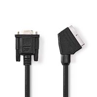 Nedis SCART-Kabel / SCART Stecker / VGA Buchse / Vernickelt / 480p / 2.00 m / Rund / PVC / Schwarz / Label