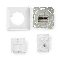 Nedis Netzwerk-Wanddose / Unterputzmontage / 2-Port port(s) / CAT6 / Gerade / Buchse / Vergoldet / PVC / Weiss / Box