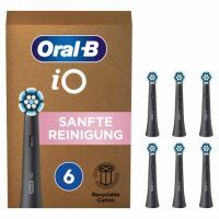Oral-B iO Sanfte Reinigung Aufsteckbürsten für elektrische Zahnbürste, 6 Stück, sanfte Zahnreinigung, Zahnbürstenaufsatz für Oral-B iO Zahnbürsten, briefkastenfähige Verpackung, schwarz 