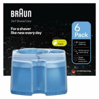 Braun 6er Pack 3-in-1 ShaverCare Reinigungskartuschen für Reinigungsstationen, reinigt 10x besser als Wasser, 3-in-1, mit Zitrusduft, für eine hygienische Reinigung zum Entfernen von Haar- und Hautpartikeln