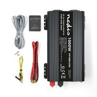 Nedis Power Inverter reine Sinus-Wellen / Eingangsspannung: 24 V DC / Geräteausgangsanschluss: Type F (CEE 7/3) / USB-A / 1x USB-C™ / 230 V AC 50 Hz / 1000 W / Spitzenleistung: 2000 W / Schraubklemme / Reine Sinuswelle / Düse / Schwarz