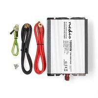 Nedis Power Inverter änderte Sinus-Wellen / Eingangsspannung: 12 V DC / Geräteausgangsanschluss: Type F (CEE 7/3) / USB-A / 230 V AC 50 Hz / 1000 W / Spitzenleistung: 2000 W / Schraubklemme / Silber