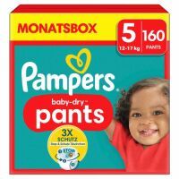 Pampers Windeln Pants Größe 5 Baby-Dry, 160 Windeln, 12kg-17kg, 360° Fit hilft, Auslaufen zu verhindern 