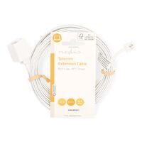 Nedis Telefon-Verlängerungskabel / RJ11 Stecker / RJ11 Buchse / 5.00 m / Kabeldesign: Flach / Kabeltyp: RJ11 / Weiss / Label