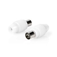Nedis IEC (Coax) Stecker / Gerade / Stecker / Vernickelt / 75 Ohm / Schraube / Kabeleingangsdurchmesser: 7.0 mm / Metall / PVC / Weiss / 2 Stück / Box