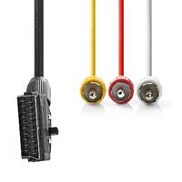 Nedis SCART-Kabel / SCART Stecker / 3x Cinch-Stecker / Vernickelt / Schaltbar / 480p / 2.00 m / Rund / PVC / Schwarz / Label
