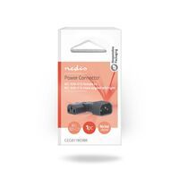 Nedis Extension Plug / IEC-320-C13 / IEC-320-C14 / Links abgewinkelt / Vernickelt / PVC / Schwarz / Box / 1 Stück