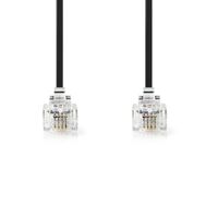 Nedis Telefonkabel / RJ11 Stecker / RJ11 Stecker / 10.0 m / Kabeldesign: Flach / Vergoldet / Kabeltyp: RJ11 / Schwarz / Label