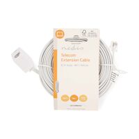 Nedis Telefon-Verlängerungskabel / RJ11 Stecker / RJ11 Buchse / 10.0 m / Kabeldesign: Flach / Beschichtung: Vergoldet / Kabeltyp: RJ11 / Weiss / Label
