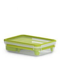 EMSA CLIP & GO - Lunch container - Adult - Green - Transparent - Polypropylene (PP) - Thermoplastic elastomer (TPE) - Monotone - Rectangular