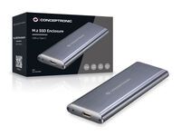 Conceptronic M.2 SSD Enclosure USB 3.1 Type-C - SSD enclosure - M.2 - M.2,Serial ATA,Serial ATA II,Serial ATA III - 10 Gbit/s - USB connectivity - Gray