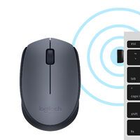 Logitech M170 Wireless Mouse - Ambidextrous - Optical - RF Wireless - 1000 DPI - Grey