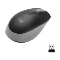 Logitech M190 Full-Size Wireless Mouse - Ambidextrous - Optical - RF Wireless - 1000 DPI - Black - Grey
