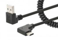 MANHATTAN Spiralkabel USB-A auf USB-C Ladekabel 1m schwarz (356220)