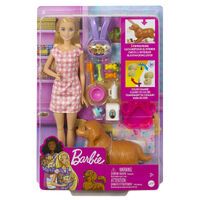Mattel Barbie Puppe (blond) mit Hund und Welpen