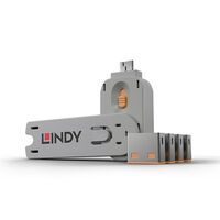 LINDY USB Typ A Portschlüssel 4xOrange mit Schlüssel (40453)