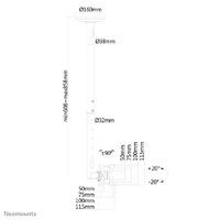 Neomounts by Newstar monitor ceiling mount - 20 kg - 25.4 cm (10") - 76.2 cm (30") - 50 x 50 mm - 100 x 100 mm - 500 - 850 mm