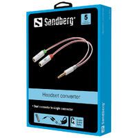 SANDBERG Headset converter Dual to Single. Konvertiert zweimal MiniJack von PC-Headset zu einmal kom