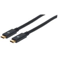 Manhattan USB-C to USB-C Cable - 2m - Male to Male - 5 Gbps (USB 3.2 Gen1 aka USB 3.0) - 3A (fast charging) - SuperSpeed USB - Black - Lifetime Warranty - Polybag - 2 m - USB C - USB C - USB 3.2 Gen 1 (3.1 Gen 1) - 5000 Mbit/s - Black