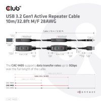 Club 3D Club3D USB 3.2 A Verlängerungskabel 10m aktiv   5 Gbps St/Bu retail (CAC-1405)