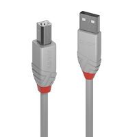 Lindy Anthra Line - 5 m - USB A - USB B - USB 2.0 - 480 Mbit/s - Grey