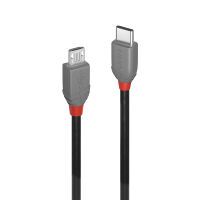 Lindy 36892 - 2 m - USB C - Micro-USB B - USB 2.0 - 480 Mbit/s - Black - Grey