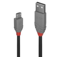 Lindy Anthra Line - 2 m - USB A - Micro-USB B - USB 2.0 - 480 Mbit/s - Black - Grey