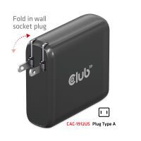 Club 3D Travel Charger 100W GaN technology Type-A 2x and -C Power Delivery PD 3