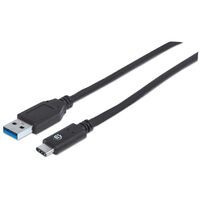 Manhattan USB-C to USB-A Cable - 1m - Male to Male - 10 Gbps (USB 3.2 Gen2 aka USB 3.1) - 3A (fast charging) - SuperSpeed+ USB - Black - Lifetime Warranty - Polybag - 1 m - USB C - USB A - USB 3.2 Gen 1 (3.1 Gen 1) - Male/Male - Black