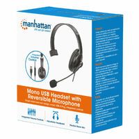 MANHATTAN Mono USB-Headset links / rechts tragbar 2m Kabel (180849)