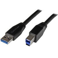 StarTech.com Active USB 3.0 USB-A to USB-B Cable - M/M - 5m (15ft) - 5 m - USB A - USB B - USB 3.2 Gen 1 (3.1 Gen 1) - Male/Male - Black