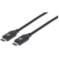 Manhattan USB-C to USB-C Cable - 2m - Male to Male - 480 Mbps (USB 2.0) - 5A (super fast charging) - Hi-Speed USB - Black - Lifetime Warranty - Polybag - 2 m - USB C - USB C - USB 2.0 - 480 Mbit/s - Black