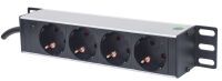 Intellinet 10" 1U Rackmount 4-Way Power Strip - German Type" - With Power Indicator - No Surge Protection - 1.8m Power Cord (Euro 2-pin plug) - Basic - 1U - Horizontal/Vertical - Grey - 4 AC outlet(s) - Type F