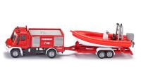 SIKU 1636 Unimog Feuerwehr mit Boot 1:87