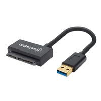 Manhattan USB-A to SATA 2.5" Adapter Cable - 42cm - Male to Male - 5 Gbps (USB 3.2 Gen1 aka USB 3.0) - Supports 48-bit LBA - SuperSpeed USB - Three Year Warranty - Blister - USB 3.0 - SATA L-type - 0.42 m - Black