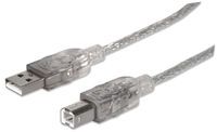 MANHATTAN USB Kabel A -> B St/St  3.00m silber (340458)