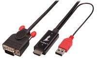 LINDY HDMI an VGA Kabel mit USB Typ A für Strom 1080p 1m (41455)