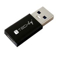 Techly Adapter USB-A M auf USB-C F, USB 3.0, schwarz